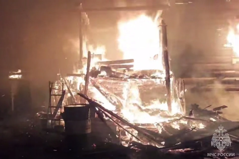 Площадь пожара составила 40 кв.м. Фото: МЧС Удмуртии