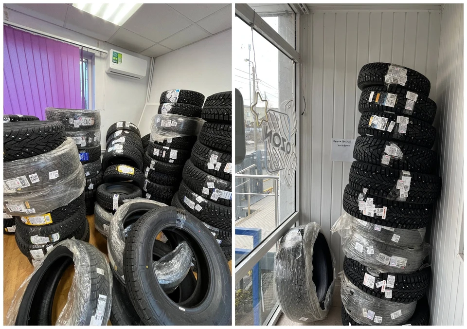 Каждое утро работников пункта выдачи и его клиентов встречают резкий запах резины и две сотни шин. Фото предоставлено КП-Челябинск.