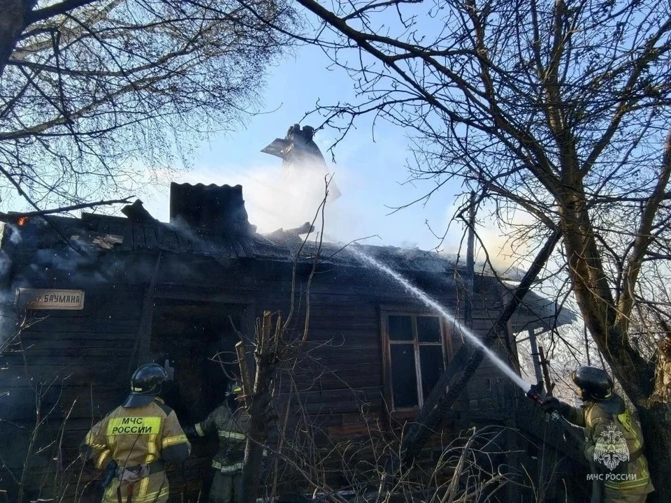 В Ульяновске во время пожара в доме на Толбухина обвалилась крыша | ФОТО: ГУ МЧС России по Ульяновской области