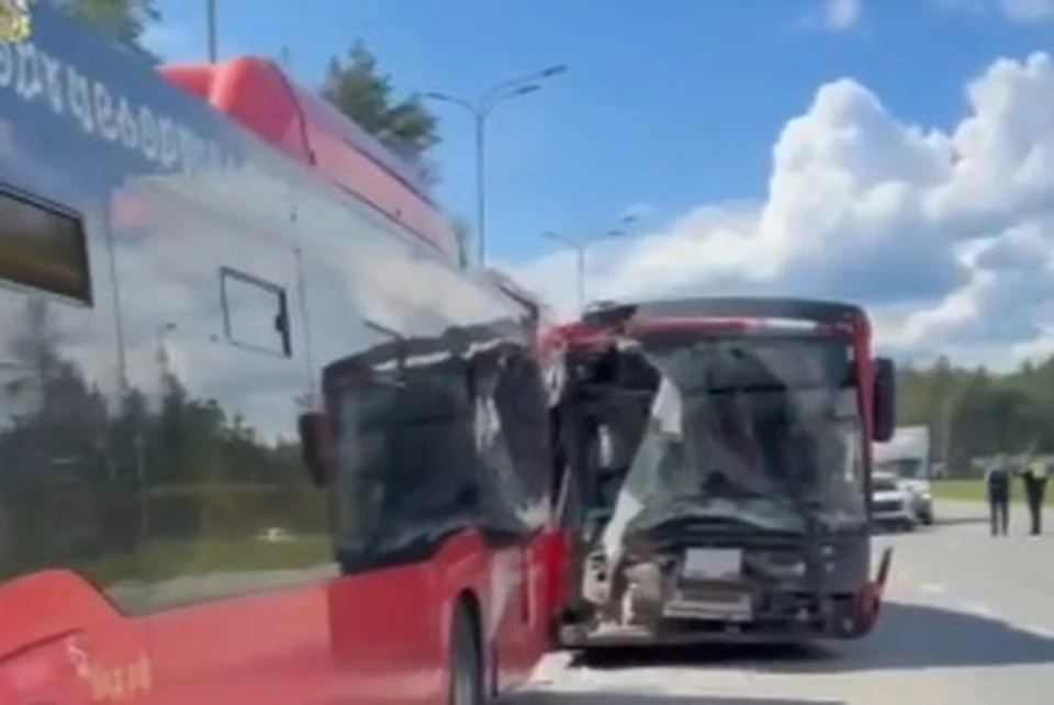 В аварии с двумя автобусами пострадали несколько человек, в том числе дети. Фото: скриншот видео прокуратуры РТ