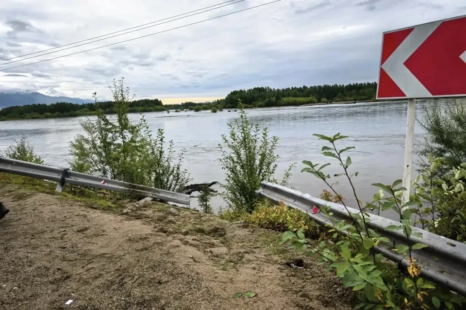 Машина снесла металлический отбойник и рухнула в холодную воду. Фото: Госавтоинспекция Забайкалья.