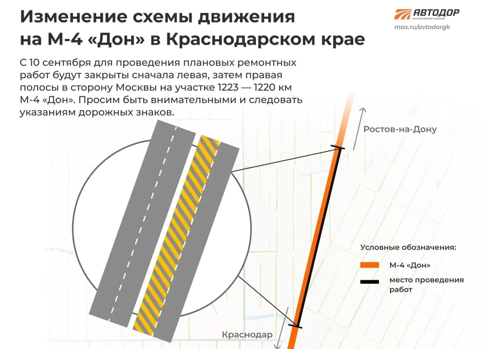 В Краснодарском крае введут ограничения на участке трассы М-4 «Дон» Фото: пресс-служба ГК «Автодор»