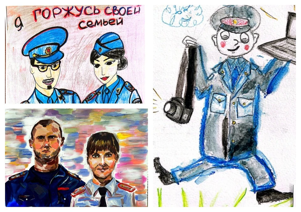 Иркутская область выбирает лучший рисунок о полицейских из 61 работы. Авторы рисунков: Евгения Сверлова, Тимур Шин, Виктория Прокофьева.