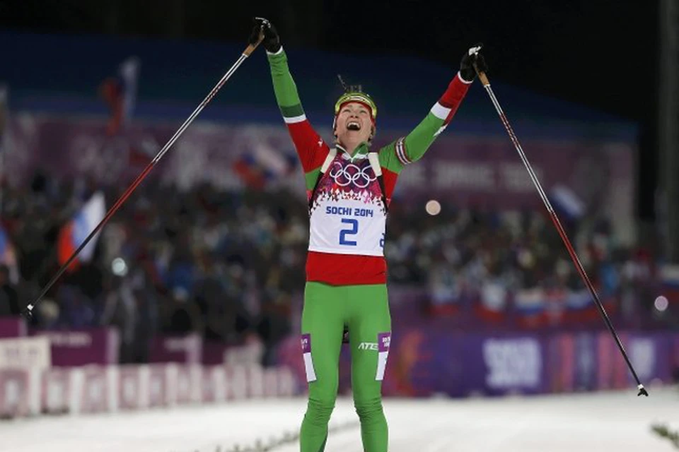 Домрачева - трехкратная Олимпийская чемпионка.