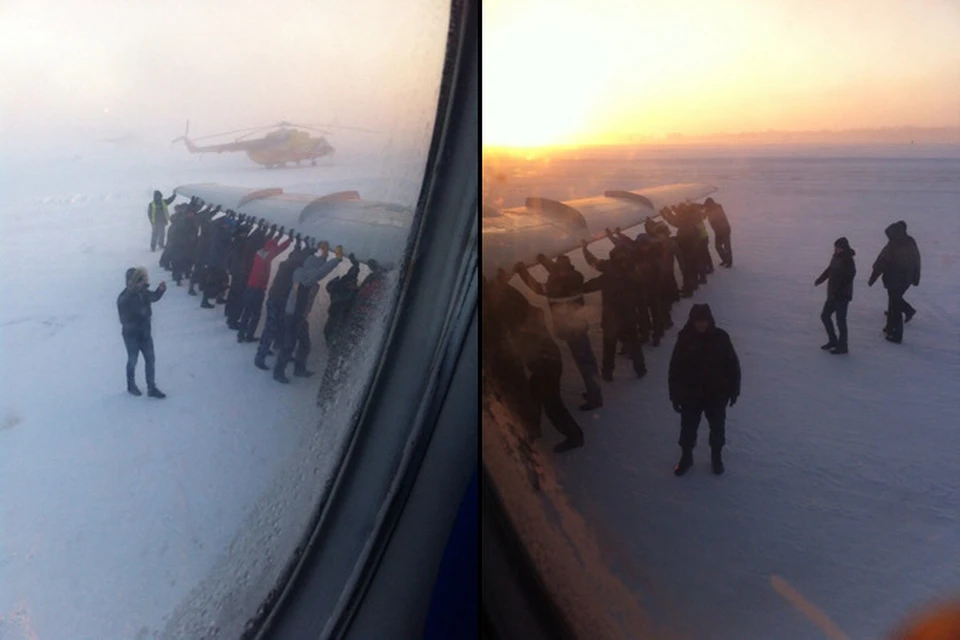 Пассажиры подтвердили, что на самом деле помогали буксировать Ту-134. Фото: соцсети
