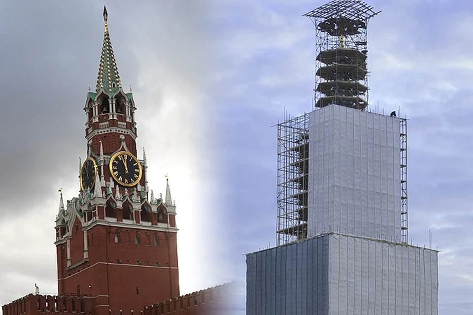 Спасская башня предстала в первозданном виде