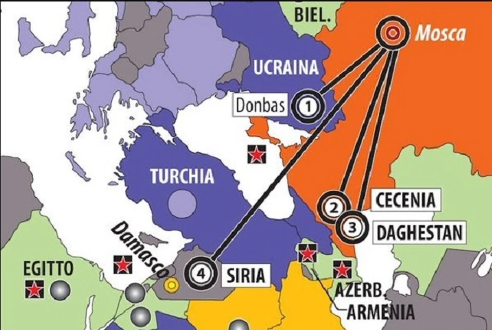 На итальянской карте Крым числится российской территорией. Фото: Twitter @limesonline