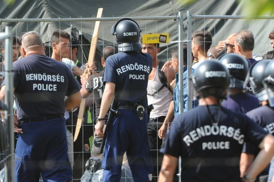 Противостояние беженцев и венгерских полицейских весной этого года.