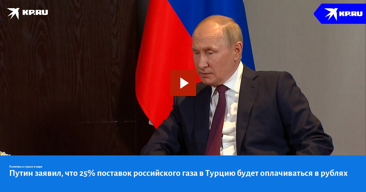 Путин заявил, что 25% поставок российского газа в Турцию будет ...