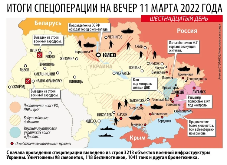 Карта спецоперации России на Украине: данные Минобороны за 11 марта 2022года - KP.RU