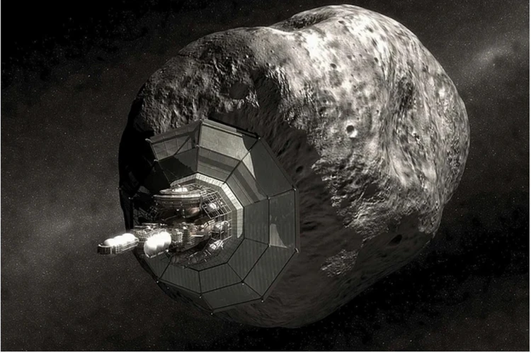 Астероид, оборудованный шпионской аппаратурой в представлении художника.